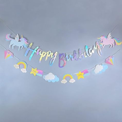 Amazon.com: Unicorn Happy Birthday Banner with Sparkle Gold Glitter for Girls and Boys Cartoon Clouds Stars Rainbow Birthday Decorations Baby Shower Banner Unicorn Themed Party Supplies : Toys & Games Unicorn Happy Birthday Banner, Unicorn Happy Birthday, Rainbow Birthday Decorations, Sparkle Decorations, Unicorn Banner, Boys Cartoon, Cartoon Clouds, Unicorn Party Decorations, Happy Birthday Lettering