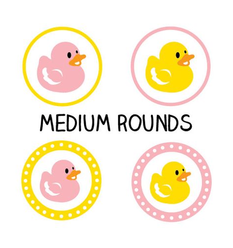 PRINTABLE Baby Shower Girls Ducky Rounds for Stickers, Tags, Banners, Cupcake Toppers (Medium Size) Instant Download Duck Cupcakes, Rubber Ducky Birthday, Baby Shower Duck, Duck Baby, Cricut Baby, Duck Cartoon, Tags Diy, Baby Shower Stickers, Shower Cupcakes