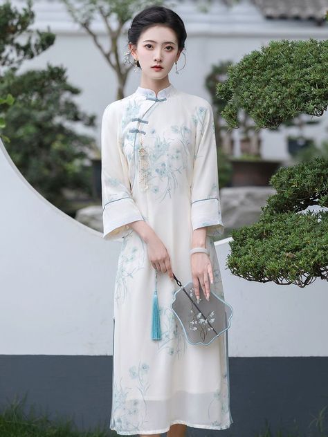 Cheongsam Qipao Dress High-end Modern Elegant and Improved Cheongsam Dress 2024 Spring and Autumn Knit Dragon, Chinese Hanfu Dress, Qipao Modern, Cheongsam Wedding, Cheongsam Traditional, Traditional Chinese Hanfu, Modern Qipao, Chinese Wedding Dress, Autumn Girl