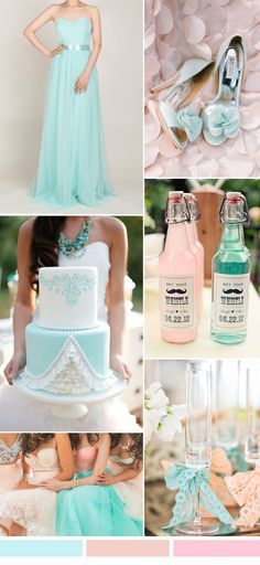 mint blue wedding and peach wedding color ideas and tulle mint blue bridesmaid dresses Mint Blue Wedding, Dusty Pink Wedding, Peach Wedding Colors, Mint Bridesmaid, Mint Bridesmaid Dresses, Wedding Color Combinations, Prom Evening Dresses, Tiffany Blue Wedding, Tulle Bridesmaid