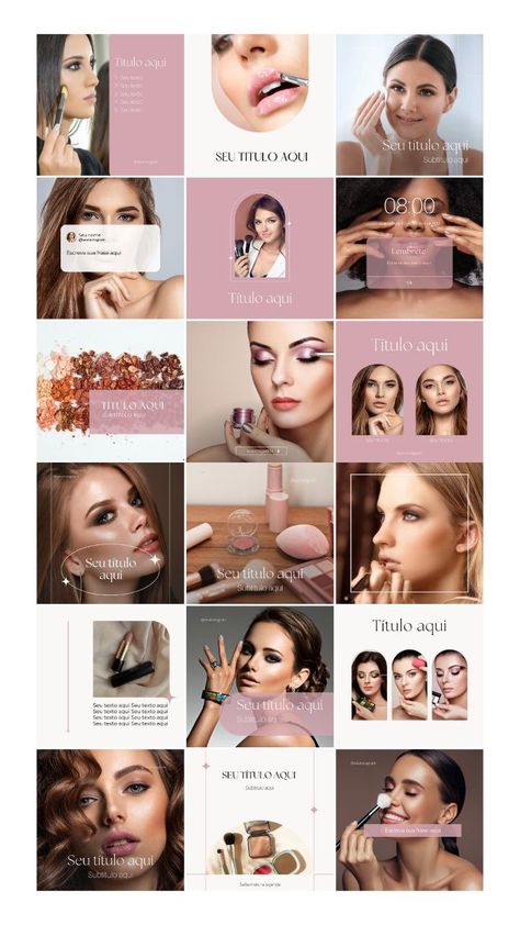 Makeup Instagram Feed Ideas, Instagram Feed Organizer, Makeup Collage, Medical Esthetician, Aesthetic Branding, Designer Canvas, Instagram Branding Design, Media Makeup, Makeup Books