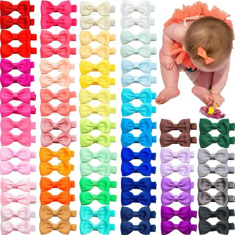 PRICES MAY VARY. 【BOW SIZE】- Mini hair bows are approx 2 inch,perfect for younger aged newborn to 3 years. the alligator clip are fully covered with Ribbon, Our barrettes are for any kind of hair!our exquisitely design bows will accompany your baby’s ongoing changing hair from 0-3 years 【NO SLIP FOR FINE HAIR】- Wonderful fit for baby fine hair with this special Non-slip mat inside.and Completely fabric covered wth no metal expose.They won't tug baby's decent har,Won't slip off easily no matter h Mini Hair Bows, Kids Hair Clips, Baby Clips, Grosgrain Ribbon Bows, Toddler Hair Clips, Baby Hair Clips, Alligator Clips, Handmade Bows, Girl Hair Bows