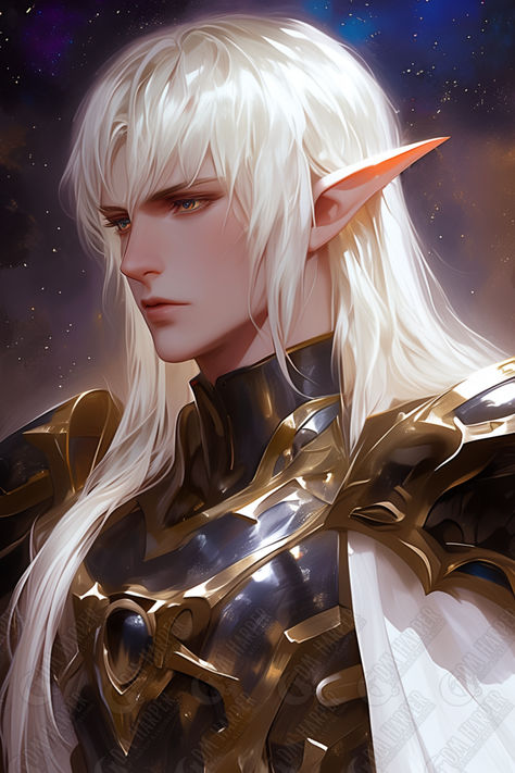 Prince Xeleth (astral elf), heir to the Xaryxian Empire (Spelljammer: Adventures in Space - The Light of Xaryxis) Fantasy Vault, Dragons Pictures, Astral Elf, Elf Knight, Merry Gentry, Elf Princess, Moon Elf, Male Elf, Elf Man