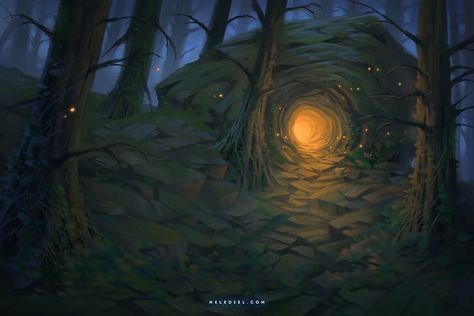 ArtStation - Small Forest Cave Forest Cave, Idea Story, Personal Illustration, Small Forest, Forest Illustration, Painting Process, E Mail, Landscape Paintings, The Outsiders