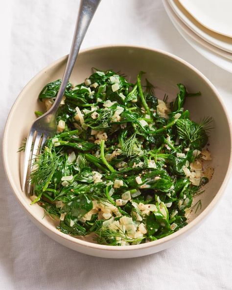 Creamy Spinach and Dill | Kitchn Lamb Side Dishes, Sorrel Recipe, Side Dishes For Ham, Creamy Mashed Cauliflower, Dill Recipes, Easy Vegetable Side Dishes, Cooking The Perfect Steak, Clam Recipes, Keto Side Dishes