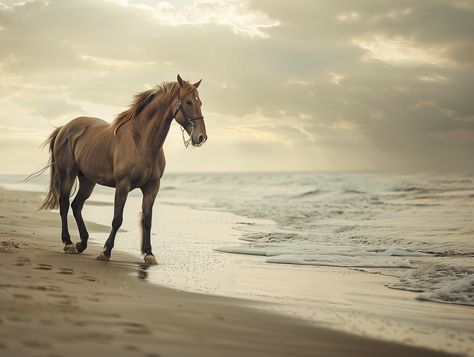 Embracing the calmness of the shore 🐴🍃   #MajesticHorse #BeachGallop #EquineBeauty #NatureHarmony #OceanVibes #HorseLovers #SunriseSerenity #WildAndFree #EquineMagic #BeachLife #HorseAndSea #NaturePhotography #SereneMoments #EquineElegance #SunsetGallop Horse On Beach, Horse Shoot, Horse Beach, Majestic Horse, Ocean Vibes, On Beach, Pretty Horses, Wild And Free, A Horse