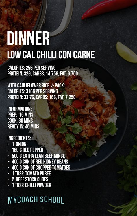 Low Cal Chili con Carne Low Cal Chili, Low Calorie Chili, Food Inspo, Low Cal, Cauliflower Rice, Red Peppers, Low Calorie, Chili, Snack Recipes