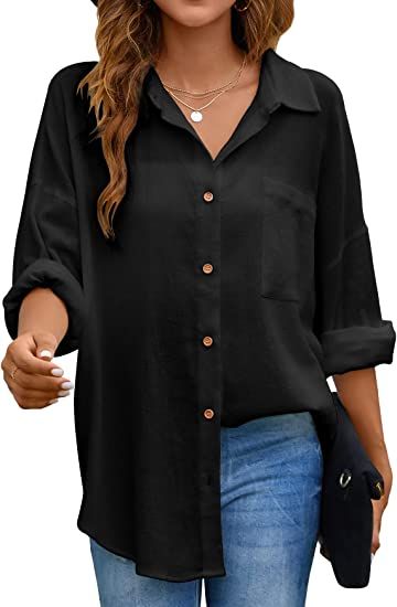 Black Linen Top Outfit Women, Womens Oversized Shirt Outfit, Jeans And Collared Shirt Women, Button Downs Women, Black Oversized Blouse Outfit, Black Long Shirt Outfit, Black Shirt Styling Women, Black Linen Button Up Shirt Outfit, Over Sized Shirts Outfit For Women