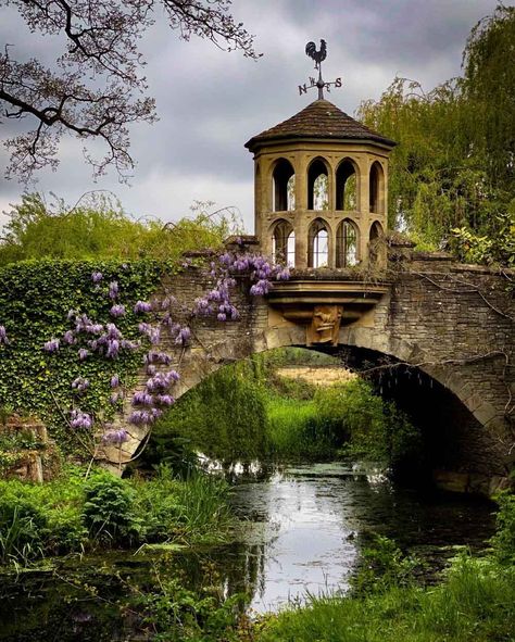 English Estate Gardens, Bridge Aesthetic, Tiny Glade, English Landscape Garden, Landscape References, Bridge Landscape, Estate Gardens, English Estate, Dreamy Places