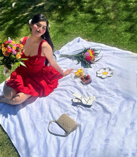 She was a fairy 💐🧚🏻‍♀️👛🪞🎀 Red Picnic Aesthetic, Coquette Aesthetic Outfit, She Was A Fairy, Picnic Photo Shoot, Dress Coquette, Picnic Outfit, Birthday Picnic, Celebrity Casual Outfits, Picnic Dress