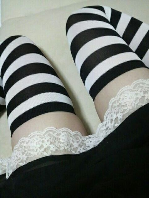 Striped Socks Outfit, Thigh High Socks Aesthetic, High Socks Aesthetic, Fem Boy Outfits, Striped Thigh High Socks, Socks Aesthetic, Striped Stockings, Striped Tights, Sock Outfits