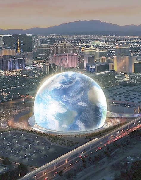 Sphere Las Vegas’ outer shell will have digital displays made by more than 36 miles of LED strips. Msg Sphere Las Vegas, The Sphere Las Vegas, Las Vegas Sphere, Orb Painting, Paper Airplane Craft, Las Vegas Architecture, Vegas Sphere, Airplane Craft, Stratosphere Las Vegas