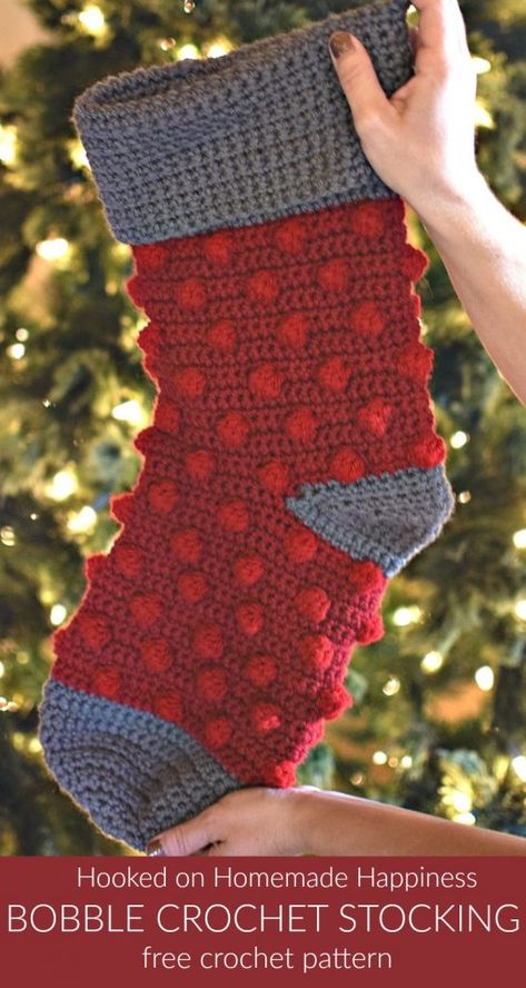 Aesthetic Christmas Stocking, Ravelry Crochet Free Patterns, Crochet Stocking Pattern Free, Crochet Stocking Pattern, Stocking Pattern Free, Crochet Christmas Stocking Pattern, Crocheted Stuff, Bobble Crochet, Crochet Stocking