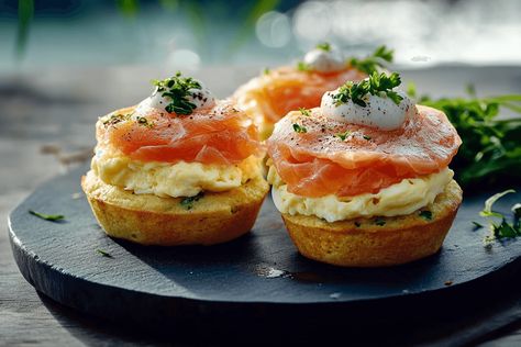 Smoked salmon and egg muffins offer a delicious, protein-packed breakfast option. These low-carb, high-protein muffins are made with smoked salmon, fresh dill, green onions, and spinach, perfect for a healthy and flavorful morning meal that can be prepared ahead of time for a quick and easy breakfast. High Protein Muffins, Smoked Salmon And Eggs, Egg Benefits, Silicone Muffin Cups, Packed Breakfast, Cinnamon Roll Pancakes, Protein Muffins, Protein Packed Breakfast, Egg Muffins