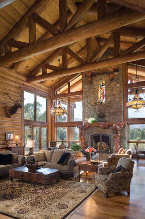 Great Room Photo Gallery - Log Homes, Timber Homes Log Home Living, Log Home Interiors, Small Cottage Homes, Log Home Decorating, Cabin Interiors, Cabin Living, Timber Frame Homes, Log Cabin Homes, Timber House