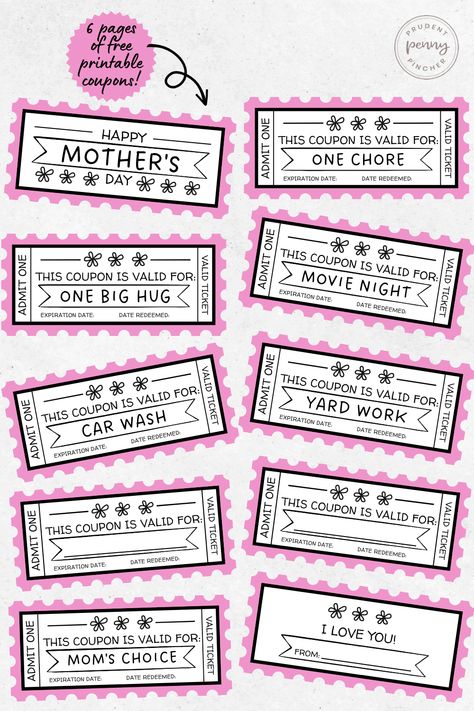 Free Printable Mother's Day Coupon Book Crafts For Dad, Mom Coupon Book, Coupon Book Diy, Paper Flower Ideas, Journal Crafts, Mother's Day Coupons, Mothers Day Card Template, Flowers At Home, Mom Coupons