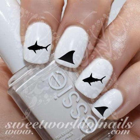 Shark Nail Art Nail Water Decals Transfers Wraps Shark Nail Art, Deer Nails, Nail Art Halloween, Nail Water Decals, Christmas Nail Stickers, Animal Nail Art, Nagellack Trends, Stamping Nail Art, Clear Nails