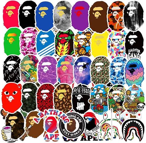 Bape Sticker, Bape Art, Hydro Flask Water Bottle, Popular Logos, Brand Stickers, Sticker Bomb, Animal Stickers, Cool Stickers, Logo Sticker