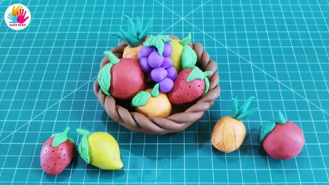 Play doh Fruits ideas for kids with easy steps. Fruit Basket tutorial for kids. Clay Fruits ideas for kids. Clay Fruit Basket, Clay Toys Ideas, Clay Modelling For Kids, Clay Basket, Clay For Kids, Clay Art For Kids, Clay Toys, Clay Easy, Clay Projects For Kids