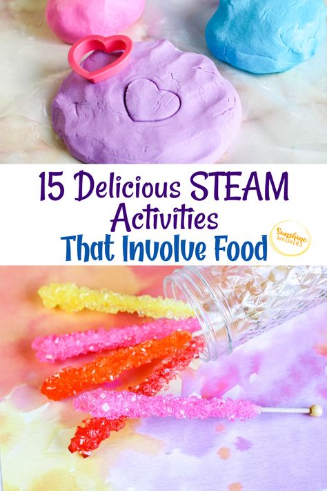 15 Delicious STEAM Activities that Involve Food Edible Play Dough Recipe, Candy Food, Slime For Kids, Easy Science Experiments, Steam Activities, Science Activities For Kids, Stem For Kids, Cool Science Experiments, Science Experiments Kids