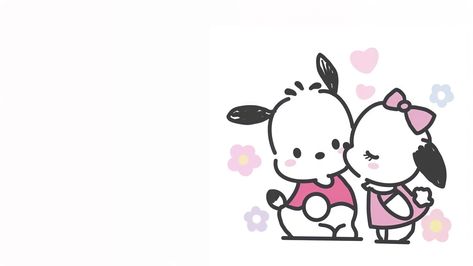 Goofy Laptop Wallpaper, Pochacco Macbook Wallpaper, Couple Pc Wallpaper, Pochacco And His Girlfriend, Pochacco Laptop Wallpaper, Pochacco Desktop Wallpaper, Pochacco Header, Pochacco Wallpaper Desktop, Pfp Banner