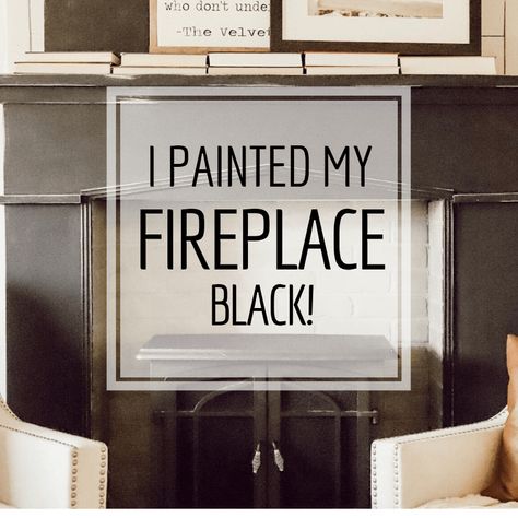 Painted Concrete Fireplace, Black Painted Fireplaces, Paint Fireplace Black, Black And White Fireplace Ideas, Black Mantel Fireplace, Faux Mantle Ideas, Painted Black Fireplace, Black Painted Fireplace, Fireplace Mantels Diy