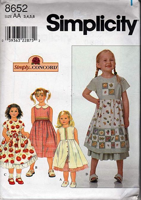 Amazon.com : Simplicity Sewing Pattern 8652 c.1999 Child's Dress and Petticoat, Sizes 3, 4, 5, 6 : Everything Else Petticoat Pattern, Simplicity Patterns Vintage, Childrens Sewing Patterns, Sundress Summer, Simplicity Dress, Girl Dress Pattern, Sewing Patterns Girls, Dress And Jacket, Short Sleeve Jacket