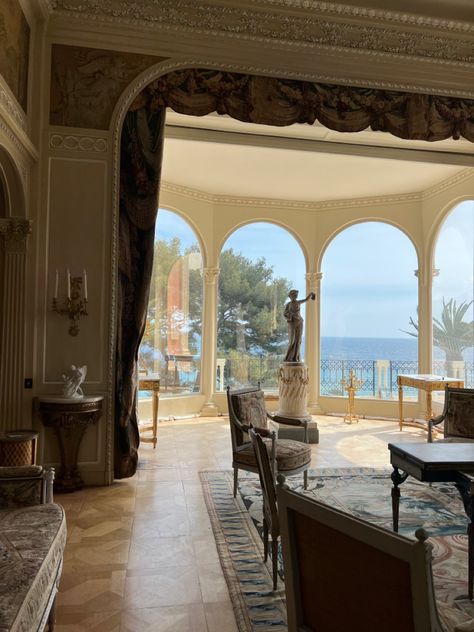 Travel Goals Aesthetic, Rothschild House, South Of France House, Mediterranean House Interior, France Honeymoon, Sea Villa, Villa Ephrussi De Rothschild, France House, Villa Ephrussi