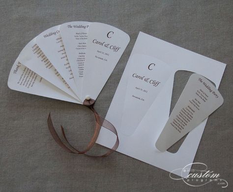 DIY fan wedding programs Fan Wedding Programs, Diy Wedding Program Fans, Wedding Programme, Fan Programs, Wedding Suggestions, Bridesmaid Stuff, Program Wedding, Wedding Fan, Box Invitations