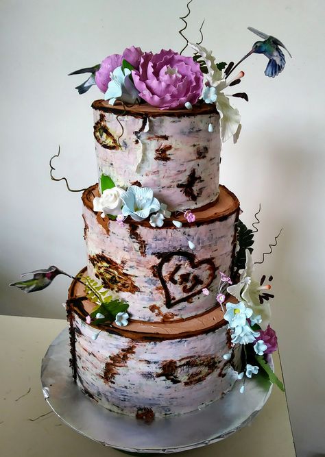 How To Make A Birch Tree Cake, Birch Cake Wedding, Birch Tree Wedding Cake Tutorial, Forest Theme Wedding Cake, Bark Wedding Cake, Cake Teddy Bear, Birch Tree Cake, Wedding Cake Birch Tree, Birch Tree Cakes