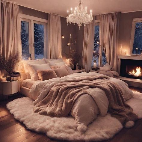 Dreamy Small Bedroom, Comfortable Master Bedrooms Decor, Luxury Dark Bedroom Design, Big Cozy Bedroom Aesthetic, Bedroom Ideas For Cozy Rooms, Dark Wall Bedroom Ideas Cozy, Swanky Bedroom Ideas, Hggye Home, Cozy Home Interior Bedroom