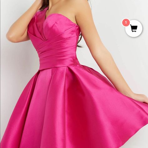 Jovani New Size 4 Vestidos Color Fucsia, Homecoming Dresses 2023, Pleated Flare Skirt, Fit And Flare Cocktail Dress, Rose Bonbon, Jovani Dresses, Taffeta Dress, Short Homecoming Dress, Short Cocktail Dress