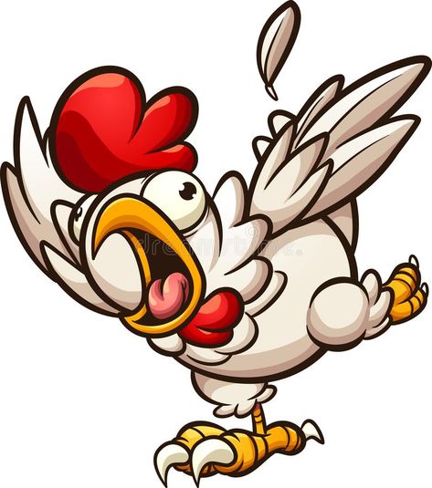 Scared chicken running and screaming. Clip art. Vector cartoon illustration with simple gradients. All on a single layer stock illustration Chicken Running, Chicken Illustration, Systems Art, Cartoon Chicken, Cartoon House, Chicken Art, Chicken Humor, Vector Cartoon, Art And Illustration