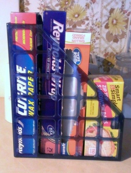 Storing Plastic Wrap, Foil and Wax Paper Boxes | ThriftyFun Diy Thrift Store Crafts, Diy Foil, Diy Sewing Table, House Pantry, Waxed Paper, Sewing Machine Cabinet, Trendy Sewing Patterns, Dollar Store Hacks, Sewing Easy Diy