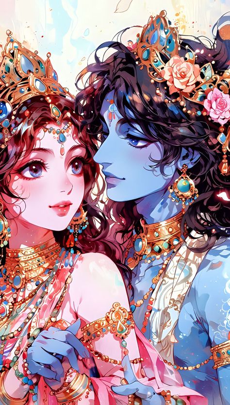 Radha Krishna Wallpaper Aesthetics, Krishna Hug, Krishna Anime, Art Krishna, Buddhist Art Drawing, Bts Eyes, God Artwork, Pictures Of Shiva, Eyes Wallpaper