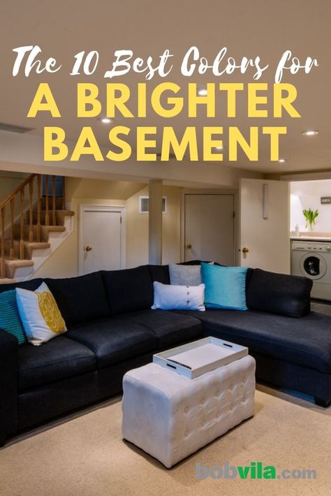 10 Basement Paint Colors - Bob Vila Best Paint Colors For Basement Walls, Basement Wall Colors Paint, Finished Basement Wall Colors, Paint Colors For Basement Family Room, Basement Floor Colors, Basement Family Room Paint Colors, Paint Colors For Basement Walls, Basement Color Schemes, Basement Wall Colors