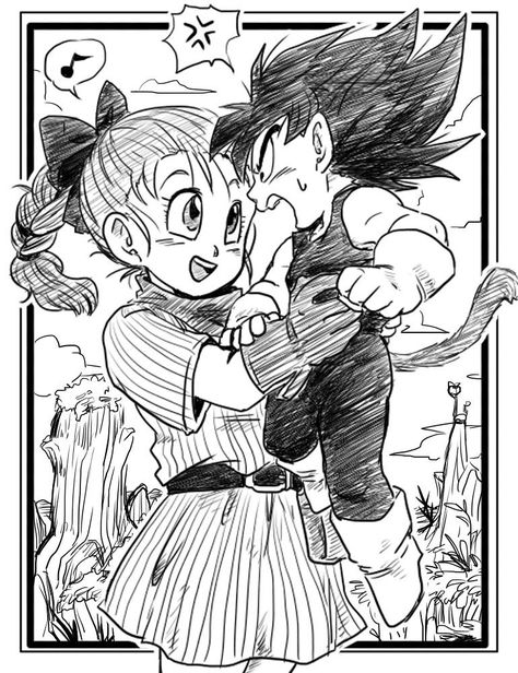 Bulma and Vegeta Bulma And Vegeta, Kid Vegeta, Goku Y Vegeta, Vegeta And Bulma, Chihiro Y Haku, 3d Dragon, Compression Shirts, Dragon Ball Image, Anime Dragon Ball Goku