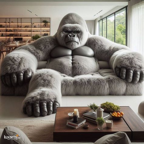 LuxArts | Gorilla Shaped Sofa 🦍🛋️🌟 #GorillaSofa #WildComfort #UniqueFurniture Make a bold statement in your living space with the Gorilla Shaped… | Instagram Gorilla Sofa, Cool Sofas, Cool Sofa, Weird Furniture, Shaped Sofa, Bed Back, Backyard Fire, Sofa Upholstery, Fitted Furniture