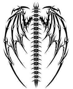 Spine Dragon Wings Tattoo Idea Bone Wings Tattoo, Dragon Wings Tattoo, Tattoos Face, Wing Tattoos On Back, Gothic Tattoos, Gothic Drawings, Omerta Tattoo, Wing Tattoo Designs, Tattoo Outline Drawing