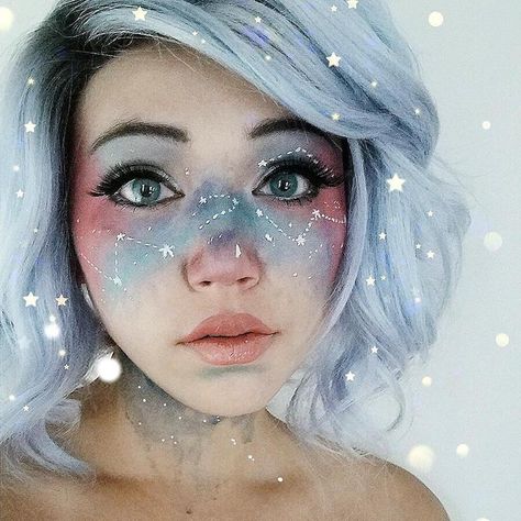 Make Up Diy, New Makeup Trends, Fantasy Make-up, Halloween Make-up Looks, Halloweenský Makeup, Party Make-up, Galaxy Makeup, Cute Halloween Makeup, Halloween Makeup Pretty