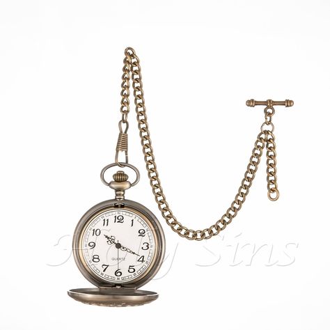 "- Bronze Antique Style Pocket Watch. - Quartz watch. - Easily changable battery. -Bronze Colour Pocket chain with Fob , ready to use ( 7mm x 5mm). -Chain Length :10\". -T-Bar measure: 35mm. - Perfect for everyday or occasion outfits." Pocket Chain, Bronze Colour, Gold Pocket Watch, Pocket Watch Antique, Fob Watch, Vintage Pocket Watch, Pocket Watch Chain, Pocket Watches, Watch Chain