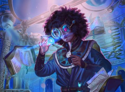 Ernanda Souza (loves purple💜) on Twitter: "Micromancer for #MTGDominaria 👁️👄\ AD: Zack Stella https://t.co/6uNN6pb2Zl" / Twitter Welcome Home Parties, Black Goddess, Paintings And Drawings, Brown Art, Modern Fantasy, Art Style Inspiration, Mad Scientist, Philosophers, Illustration Character Design