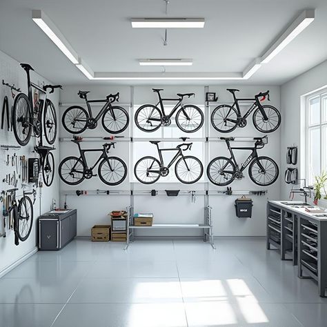 Elevate Your Organization Game: Road Bike Storage Tips Bicycle Workshop, Wall Mount Bike Rack, Helmet Storage, Bike Storage Garage, Bike Storage Solutions, Bike Wall Mount, Bike Cleaning, Modern Bike, Mountain Biking Gear