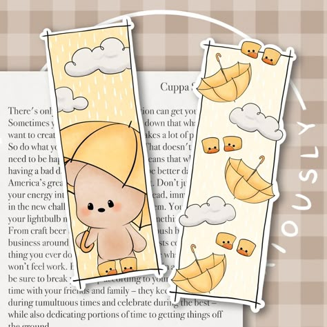 I know everyone seems to be having a sunny jolly time here in the uk but Scotland is looking rather grey and damp this morning. Book reading, cuppa and a blanket seems appropriate today! Cute Drawing For Bookmark, Bookmarks Handmade Aesthetic, Friends Bookmarks, Doodle Bookmarks, Spring Bookmarks, Etsy Bookmarks, Bear Bookmark, Handmade Bookmarks Diy, Bookmark Printing