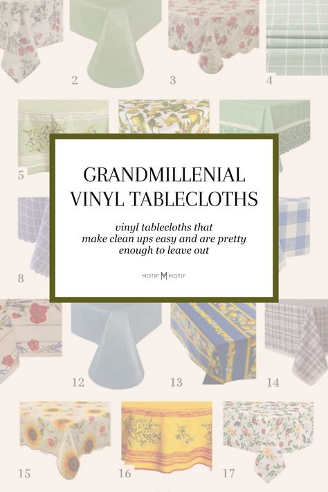 A roundup of pretty grandmillenial vinyl tablecloths that make cleanups easy. Grandmillenial Tablecloth, Everyday Tablecloth, Grandmillenial Kitchen, Gift Registry Ideas, Vinyl Table Covers, Dining Room Tablecloth, Vinyl Table, Grandmillenial Style, Vinyl Tablecloth