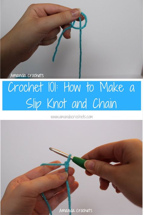 How to Make a Slip Knot and Chain Crocheting Basics, Slip Knot Crochet, Crochet Start, Amanda Crochets, How To Start Crochet, Magic Circle Crochet, Crochet Chain Stitch, Crochet Bloggers, Crochet 101