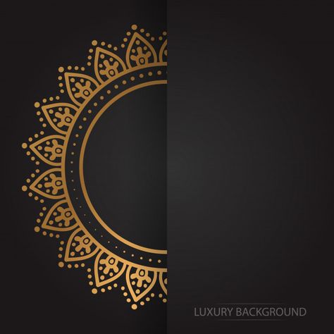 Gold vintage greeting card on a black ba... | Free Vector #Freepik #freevector #background #logo #business-card #banner Om Logo Design, Visiting Card Background, Om Logo, Mandala Indiana, Om Symbol Art, Black Background Painting, Yellow Business Card, Banner Shapes, Wedding Drawing