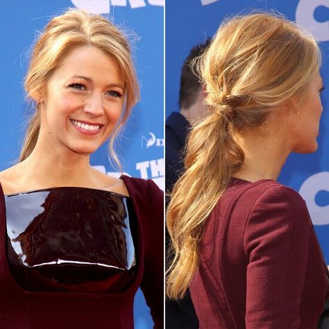 Blake Lively in a ponytail Blake Lively Ponytail, Blake Lively Hair, Older Women's Hairstyles, Prom Hair Updo, Prom Pony Tail, Messy Ponytail, Popsugar Beauty, Ely, Blake Lively