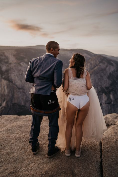 Funny Wedding Photos Poses, Henry Tieu, Matching Undies, Funny Wedding Pictures, Wedding Photography Checklist, Yosemite Wedding, Funny Wedding Photos, National Park Elopement, Wedding Picture Poses