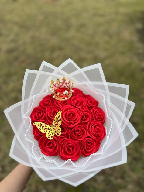 Mother’s Day Ribbon Bouquet, Boquetes Of Flowers Gift Handmade, Red Ribbon Roses Bouquet, Red Eternal Bouquet, Red Ribbon Bouquet, Eternal Flowers Ideas, Rose Ribbon Bouquet, Eternal Rose Bouquet Ideas, Eternal Flowers Bouquets